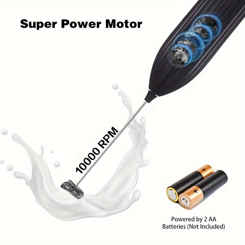 1pc Lalayuan Powerful Electric Milk Frother, Mini Milk Foamer, Handheld Electric Whisk, Battery Operated (Not Included) Drink Mixer Hand Mixer For Coffee Electric Wireless Blender For Lattes, Cappuccino, Frappe, Chocolate, Fo