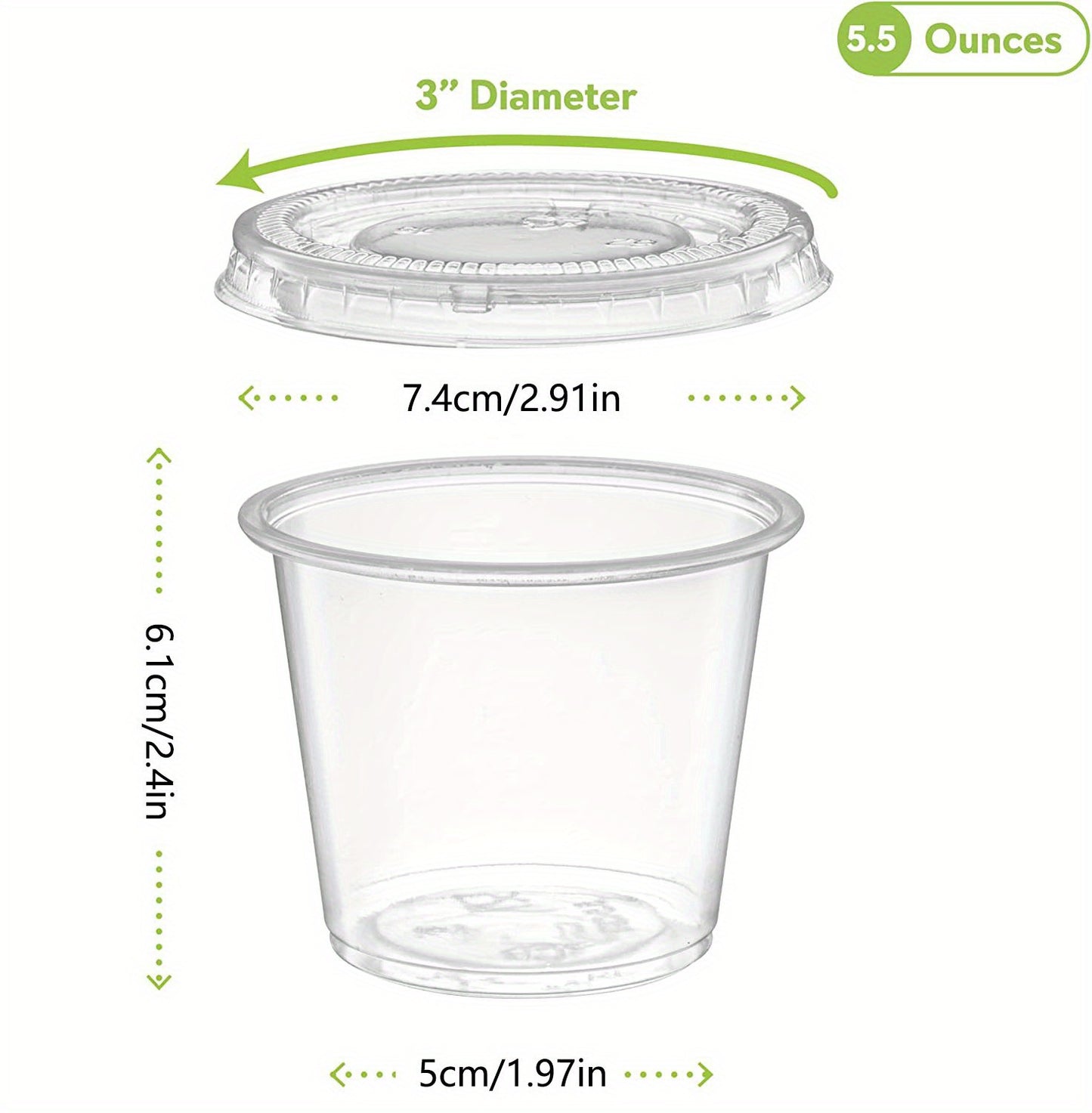 50/100pcs, Meal Prep Portion Cups with Lids - 2oz/3.25oz/5.5oz - Perfect for Salad Dressing and Condiments - Kitchen Accessories