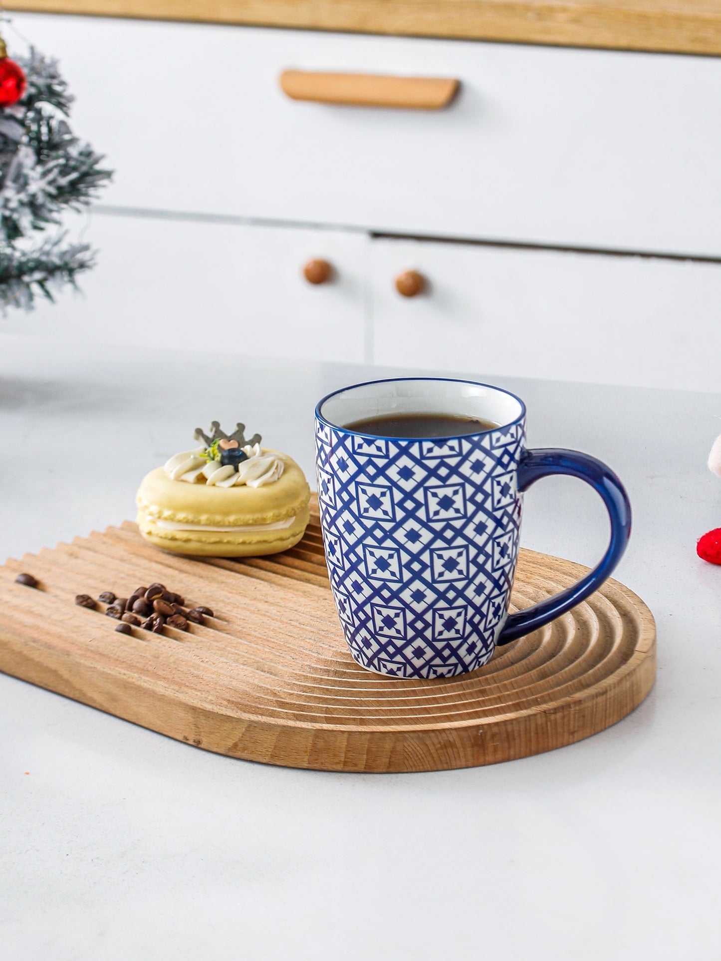 Chinese style ceramic dinnerware 30 pcs set, including 8.5 inches salad plate, 10.5 inches dinner plate, 16 oz coffee mug, 8.3 inches rectangular plate, 24 oz cereal bowl each 6 pcs, microwave oven dishwasher safe, housewarmi