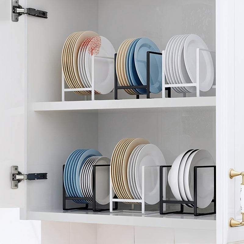 3pcs Metal Plate Holder Organizer, Vertical Plate Rack, Dish Organizer For Cabinet, Drying Rack For Kitchen Cupboard, Kitchen Acessories