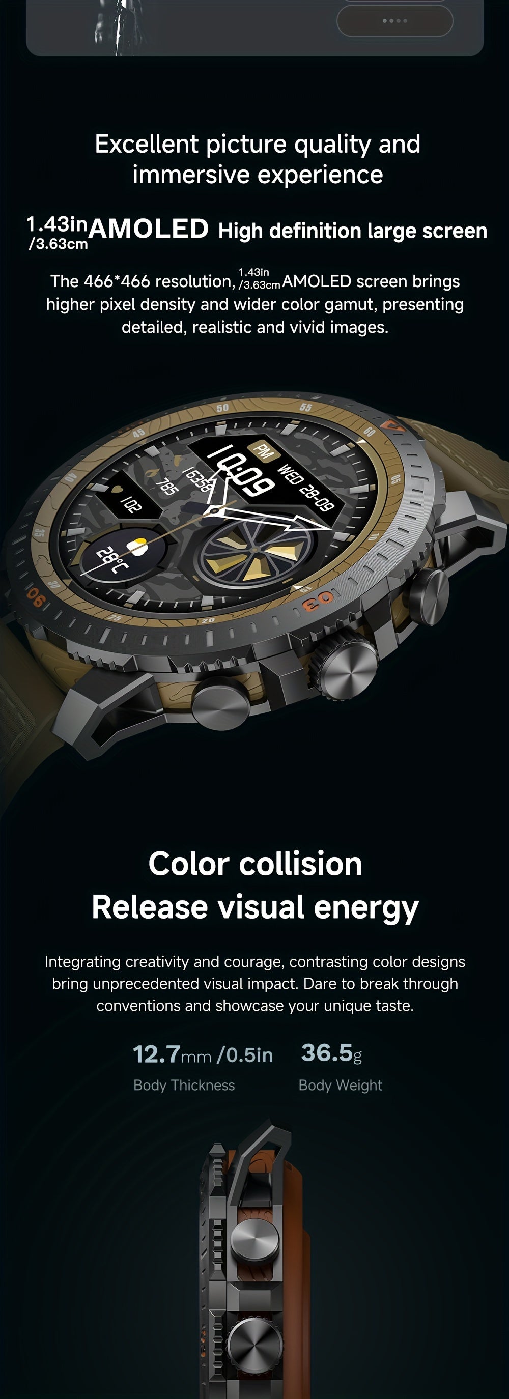 For Samsung Android Phones, Rugged Men's Smartwatch, Wireless BT5.0, Texting And Calling, With Voice Assist, 460P AMOLED Large Screen, 49mm Circle Screen, Smart Bracelet For Health Steward, Whatsapp Message Remind, With App F