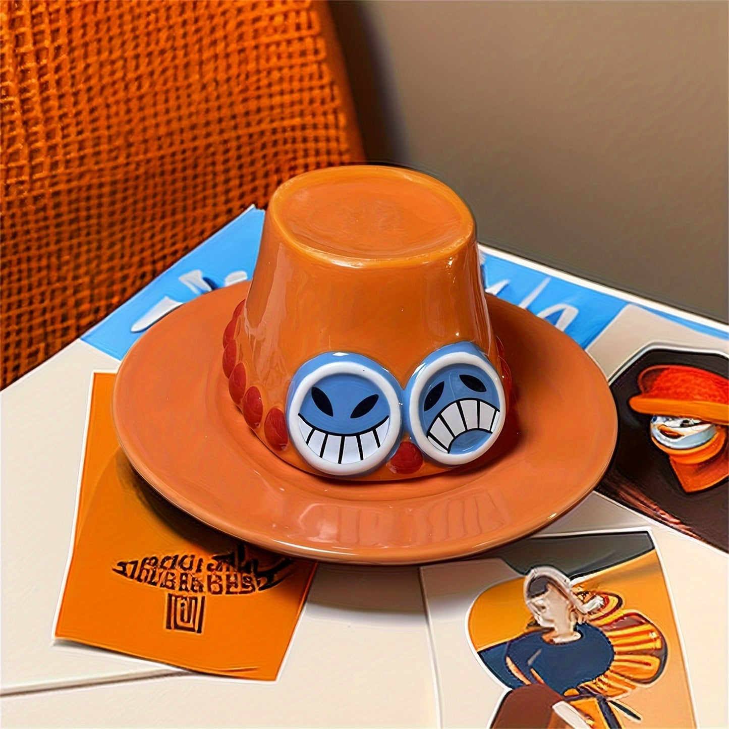 One Piece Ceramic Coffee Cups and Saucers Set - Microwave Safe, Lead-Free, Poly-Coated, Reusable, Round, Matching Set for Adults - Perfect Gift for Him/Her on Christmas, Easter, Halloween, Hanukkah, Thanksgiving