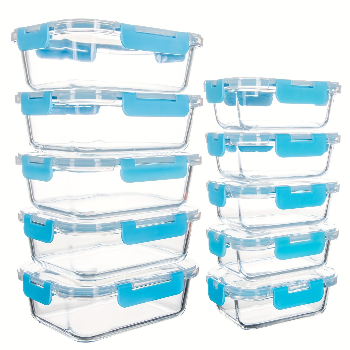 10 Pack Glass Food Storage Containers with Airtight Lids, Leak-Proof Meal Prep Containers with Lids, Dishwasher/Microwave/Freezer Safe