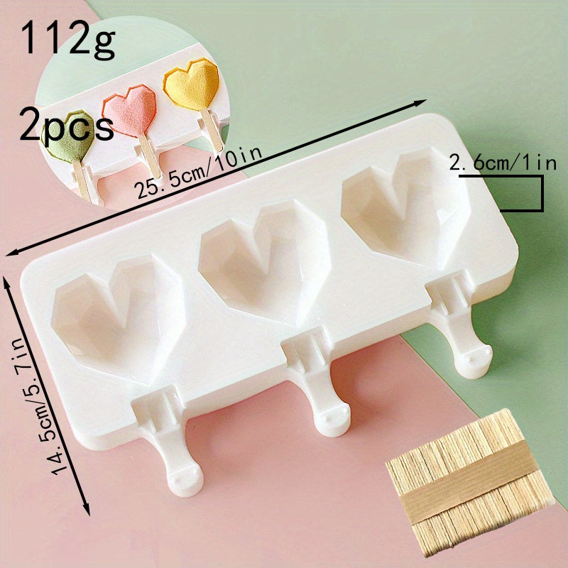 2/50pcs, Multiple Ice Cream Silicone Molds, Ice Pop Molds, For Home-made DIY Ice Cream, Cheese, Food-grade Fondant, Chocolate Cake Silicone Molds, Kitchen Supplies, Baking Tool