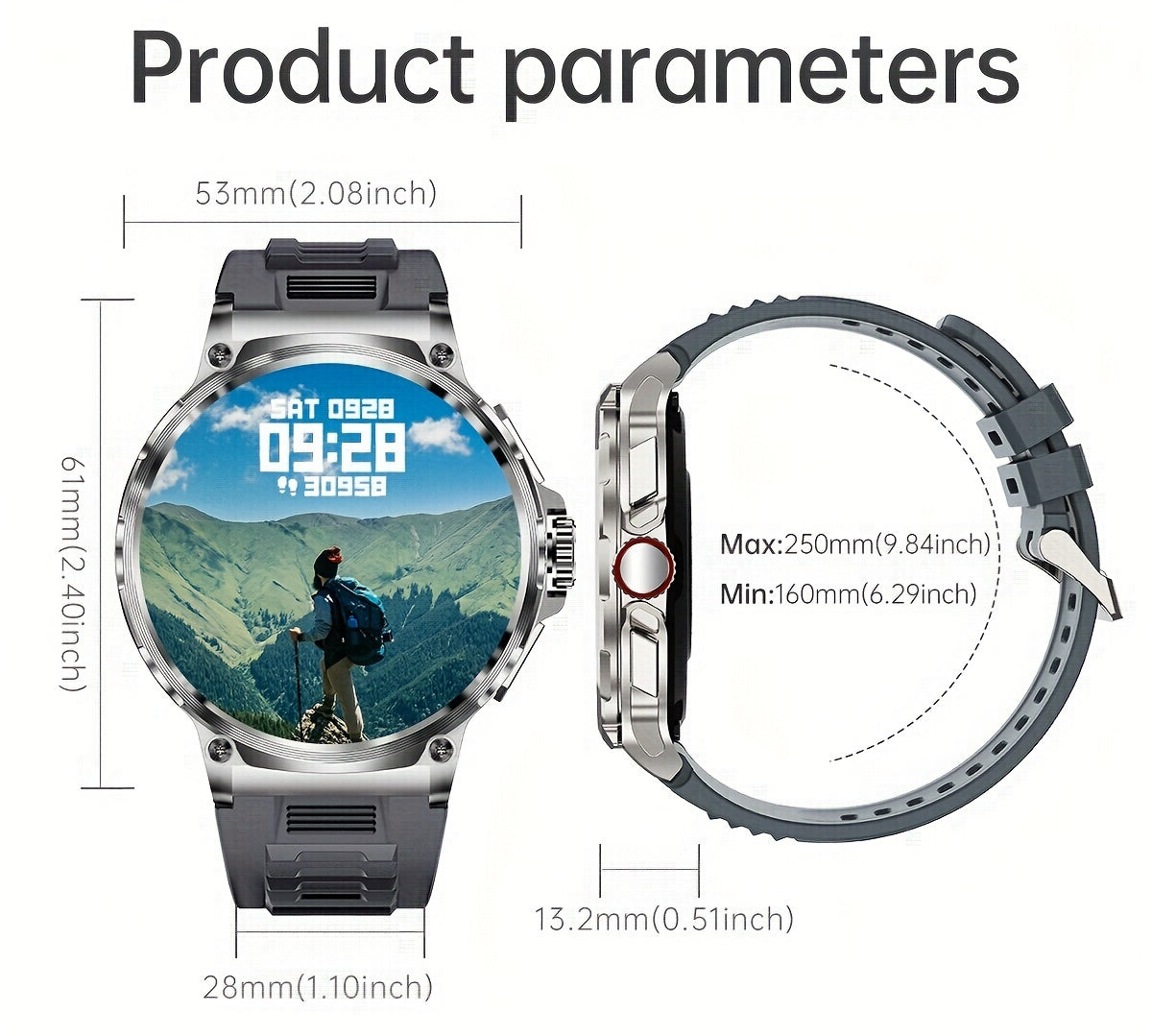 TIZOOP Outdoor Smart Watch with 1.85" HD Display, 710mAh Long-Lasting Battery, 100+ Sports Modes, Step Tracking, Activity Reports, and Water Resistance for Android and iOS Phones