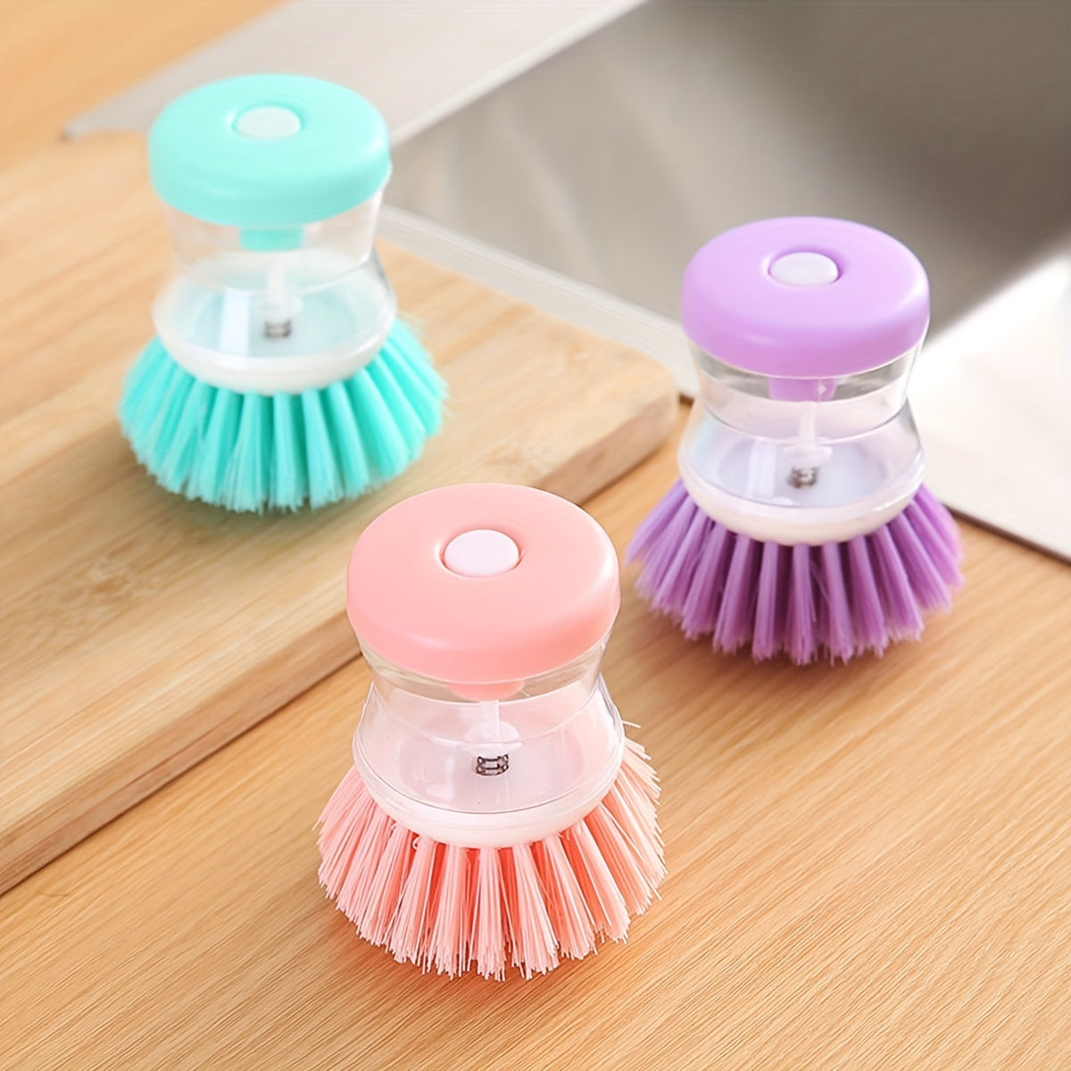 1pc Ceramic Soap Dispenser Dish Brush: Perfect For Dishes, Pots, Pans & Kitchen Sinks - Household & College Dorm Essentials!
