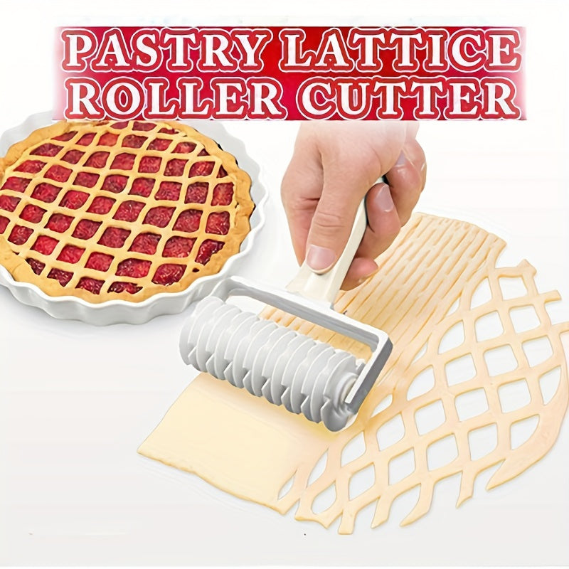 1pc, Plastic Lattice Pastry Wheel Cutter, Kitchen Baking Tool for Dough, Pastry, and Cake Decoration