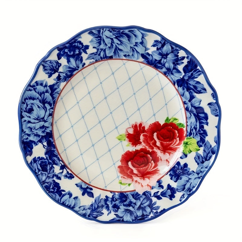 12pcs Vibrant Floral Stoneware Dinnerware Set - Dishwasher and Microwave Safe
