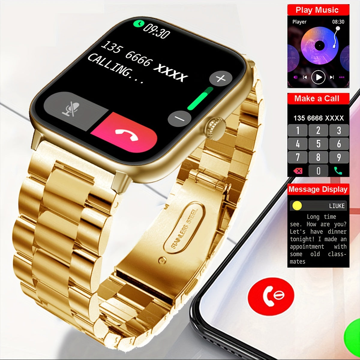 Smart Watch(Can Make And Answer Calls)1.83-inch Full Touch Screen Wireless Call Sport Watch, Compatible With Android And IPhone Phones, 100+ Sport Modes, Sport Fitness Smart Watch