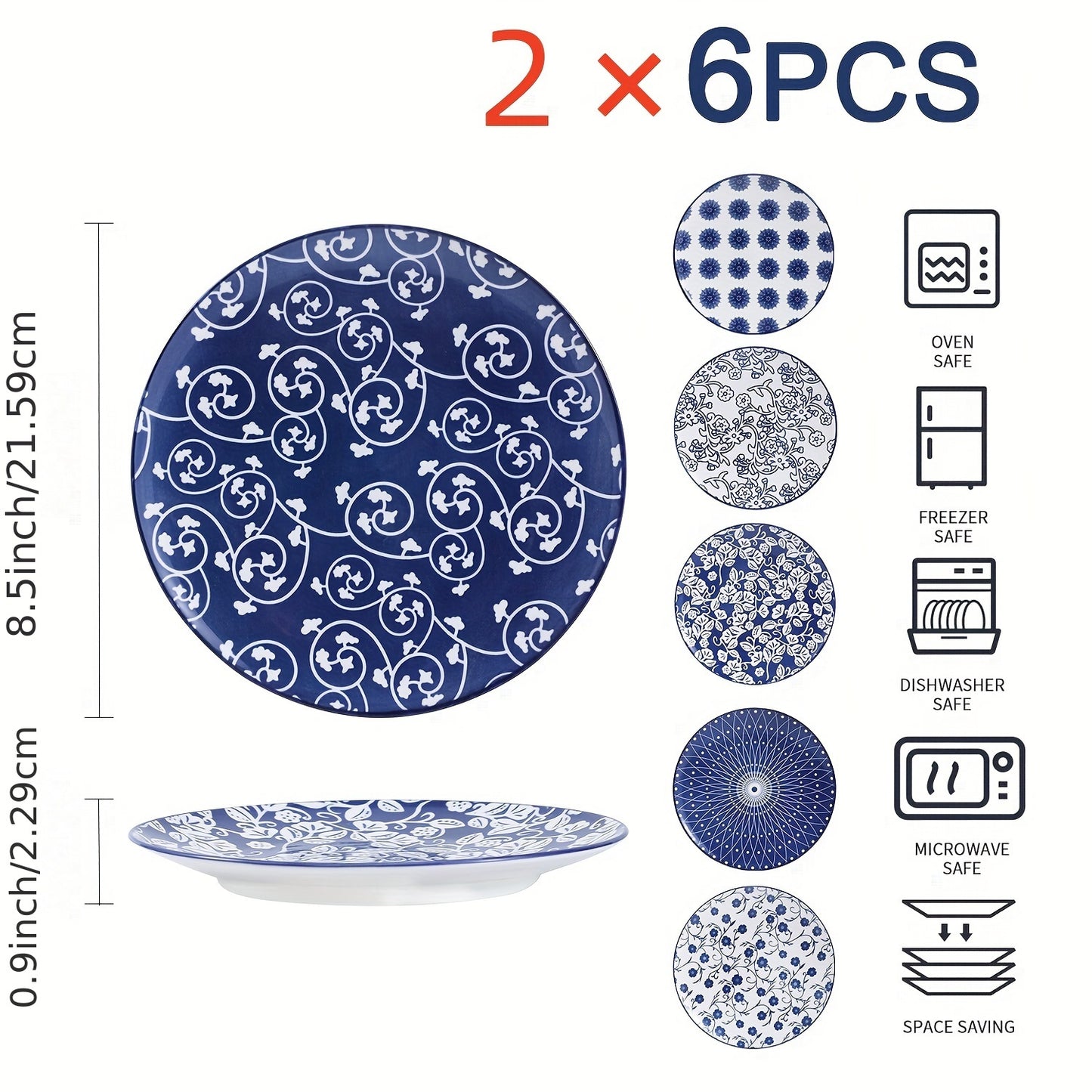 12 Pieces, Ceramic Pasta Plates Set,, 8.5 Inch, 12 Small Round Porcelain Kitchen Dinner Dishes for Dessert, Appetizer, Salad, Sandwich, Dishwasher & Oven & Microwave Safe, High quality and scratch resistant, Classic and luxur
