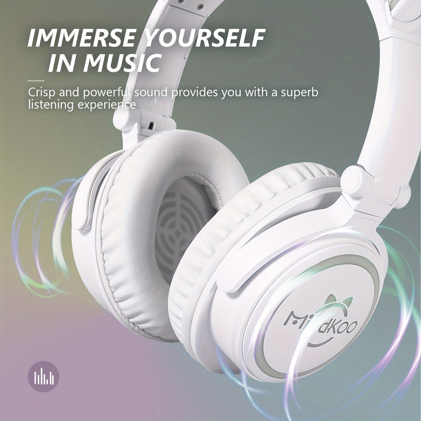 Mindkoo Over-Ear Wireless Headphones, Cat Ear Headphones With 7 Colors LED Light, Foldable, Built-in Microphone And Volume Control For PC/Cell Phones/Teens/Adults