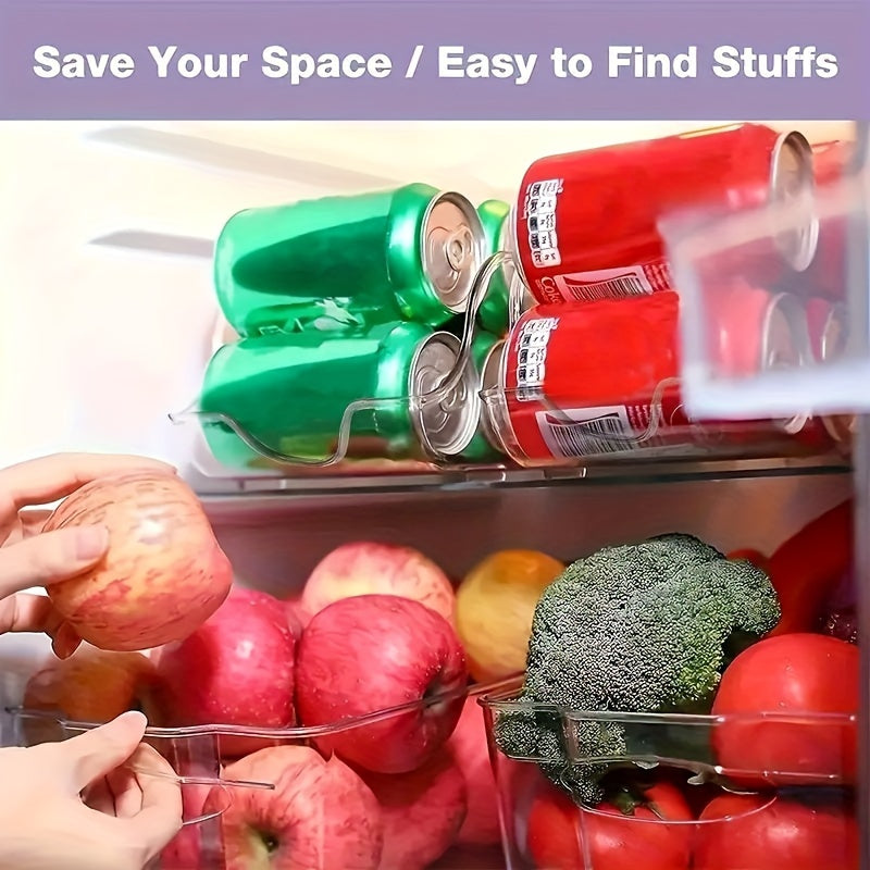 1pc Refrigerator Organizer Bins, Soda Can Dispenser Beverage Holder, Clear Plastic Canned Food Pantry Storage Rack, Stacking Can Dispensers For Fridge, Freezer, Pantry, Kitchen, Countertops, Cabinets, Kitchen Accessories