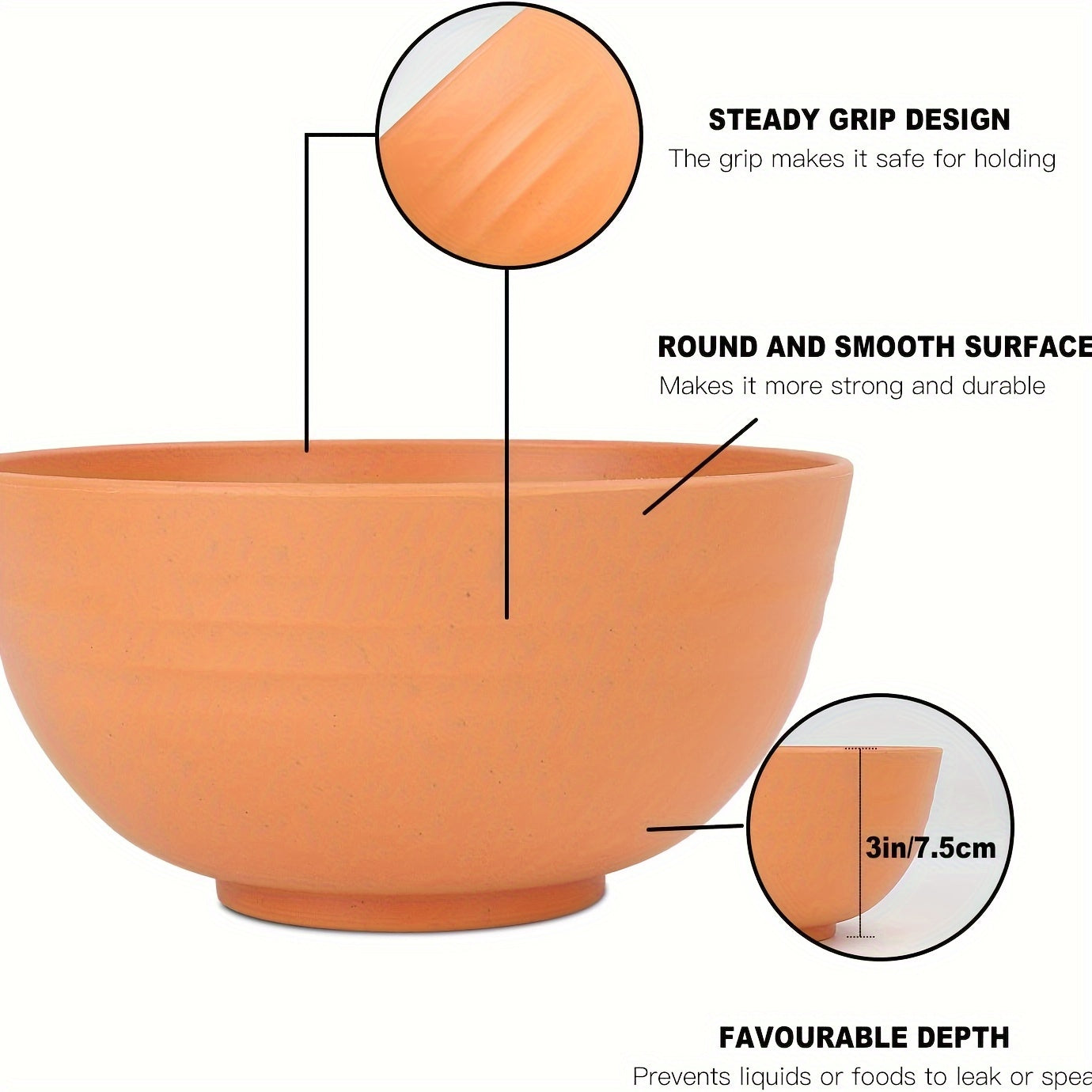 8 Unbreakable Wheat Straw Bowl Sets - Microwave and Dishwasher Safe Cereal Bowl - For Soup, Oatmeal, Lamian Noodles, and Salad (More Than 26 Ounces)