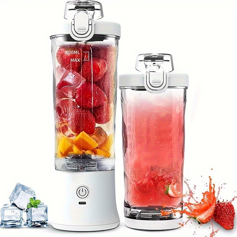 1pc, Portable Electric Juicer Cup Personal Blender-for Shakes & Smoothies Multi-Functional Personal Blender With Ice Crushing Ability, 20.29oz Capacity, USB Rechargeable, Kitchen Accessories Juicer Accessories Back To School