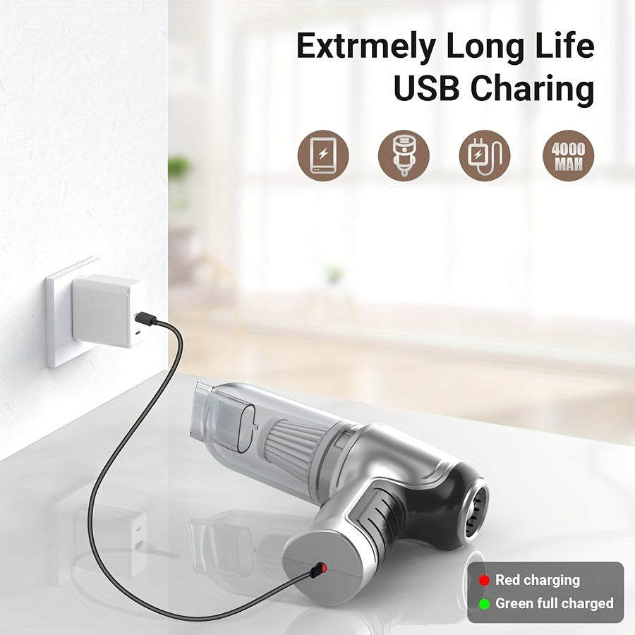 1pc, Ultra-Powerful 2-in-1 Cordless Handheld Vacuum Cleaner - High Suction Power, Lightweight, Portable, and Rechargeable with Lithium Battery - Includes Dusting Brush Attachment, Floor Brush, and Cleaning Tools for Car and H