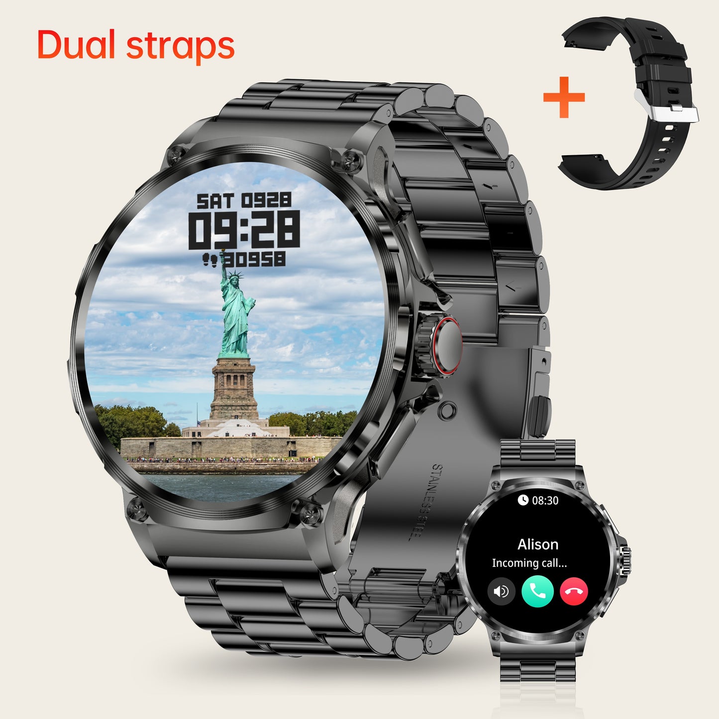 TIZOOP Outdoor Smart Watch with 1.85" HD Display, 710mAh Long-Lasting Battery, 100+ Sports Modes, Step Tracking, Activity Reports, and Water Resistance for Android and iOS Phones