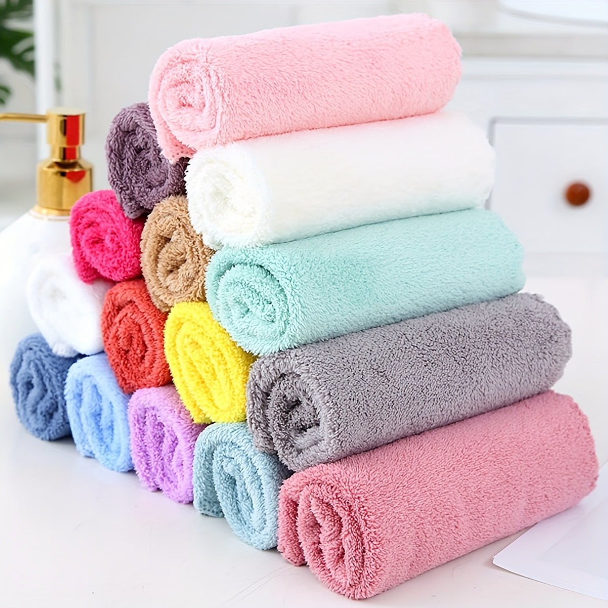 5/10pcs, Solid Color Dishcloth, Household Thickened Kitchen Dish Cloth, Super-absorbent Dish Towel, Cleaning Special, Bamboo Fiber, Absorbent, Does Not Fall Off, Does Not Stick To Oil, Cleaning Supplies