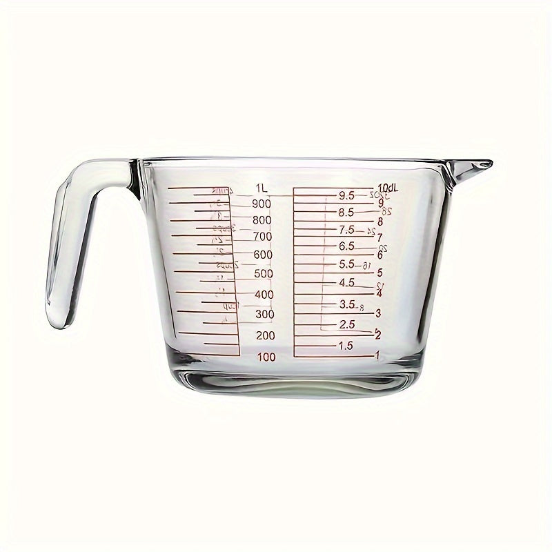 1/3pcs Glass Measuring Cup Set, Including 1 Cup, 2 Cup, 4 Cup Tempered Glass Liquid Measuring Cups, Handle And 4 Ratio (oz, Cup, Ml, Deciliter) Dishwasher, Refrigerator, Microwave And Preheated Oven, Kitchen Essential Tool Gl