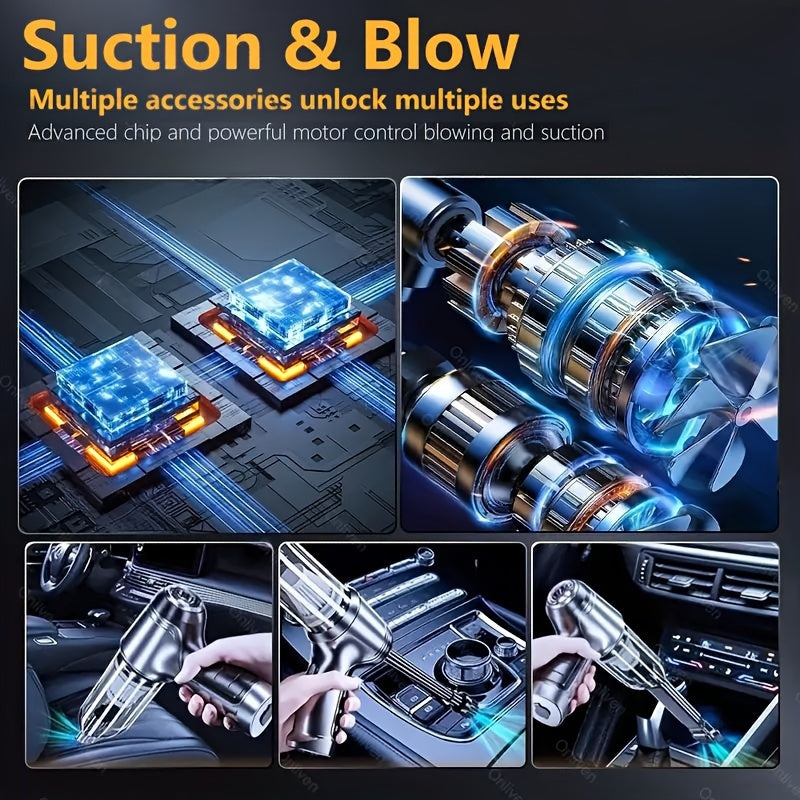 1pc Small Strong Car Vacuum Cleaner, Wireless, Blowing And Suction All-in-One Vacuum Cleaner, Suitable For Cleaning Home, Keyboard, Sofa, And Wet And Dry Vacuum Cleaner Vacuum Cleaning Accessories