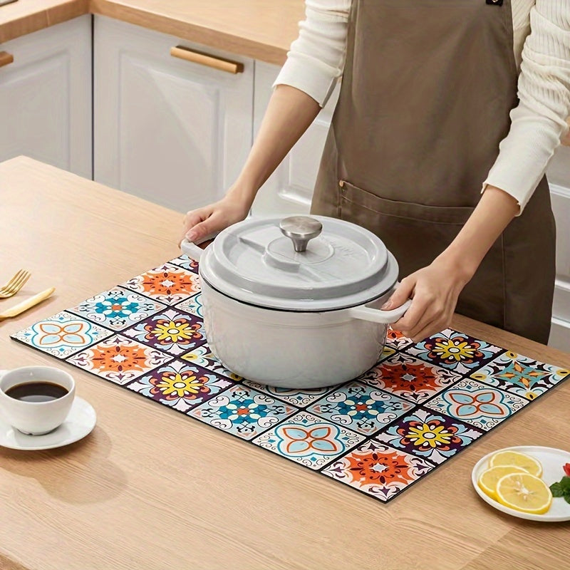 1pc, Super Absorbent Diatom Mud Pad for Kitchen and Bathroom - Dries Dishes, Coffee Machines, and Countertops Quickly - Non-Slip and Easy to Clean