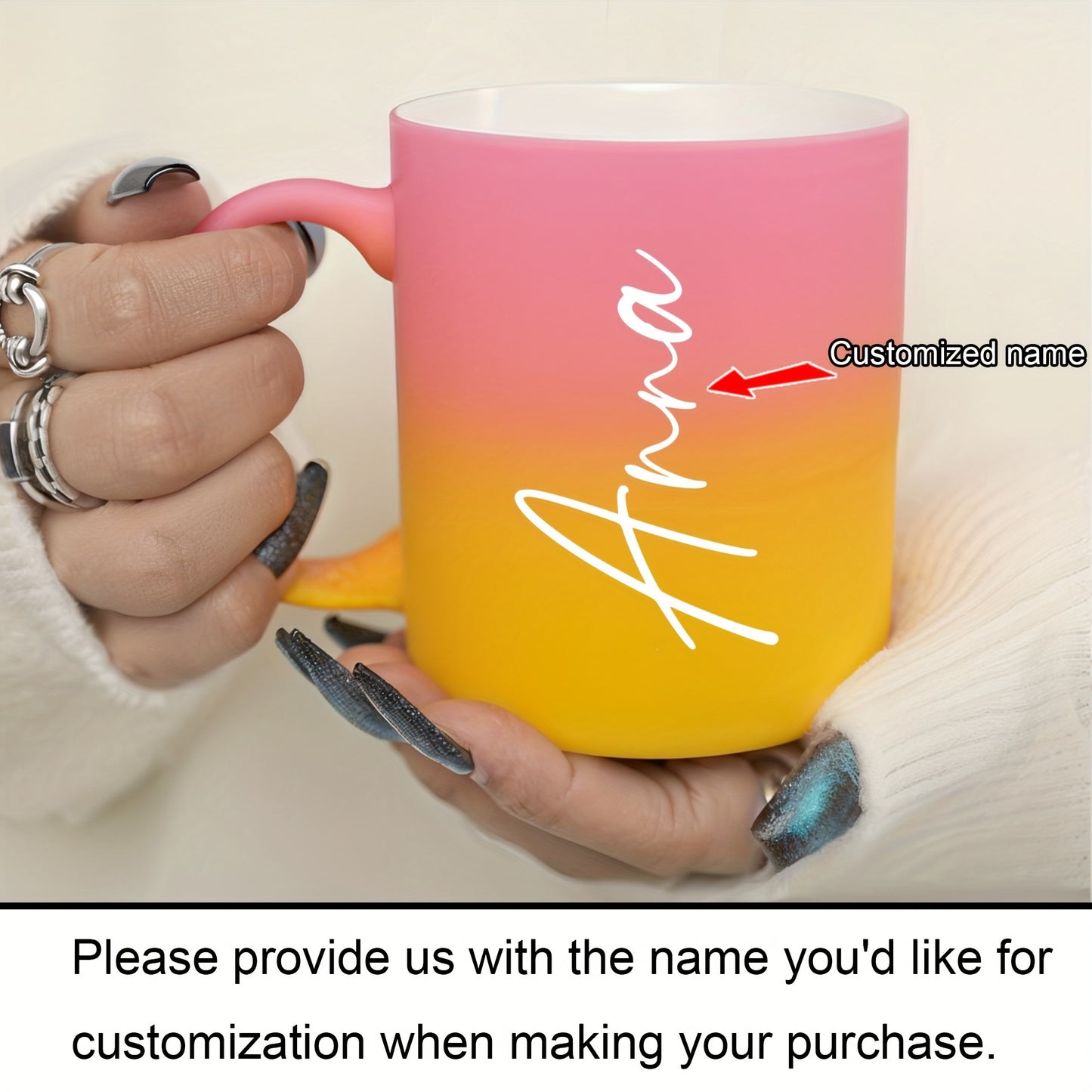 1pc, Personalized 11oz Gradient Ceramic Coffee Mug With Custom Name, 320ml Coffee Cup, Dishwasher & Microwave Safe, Ideal For Drinks & Gifts, Birthday, Valentine's Day Present For Family, Friends, Coworkers