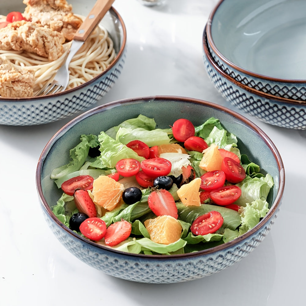 4pcs HVH 8.5 Inch Large Pasta Bowls Set, 46oz Big Salad Bowl Set Of 4, Shallow Bowls, Ceramic Plates Set, Ceramic Bowls Set Microwave And Dishwasher Safe