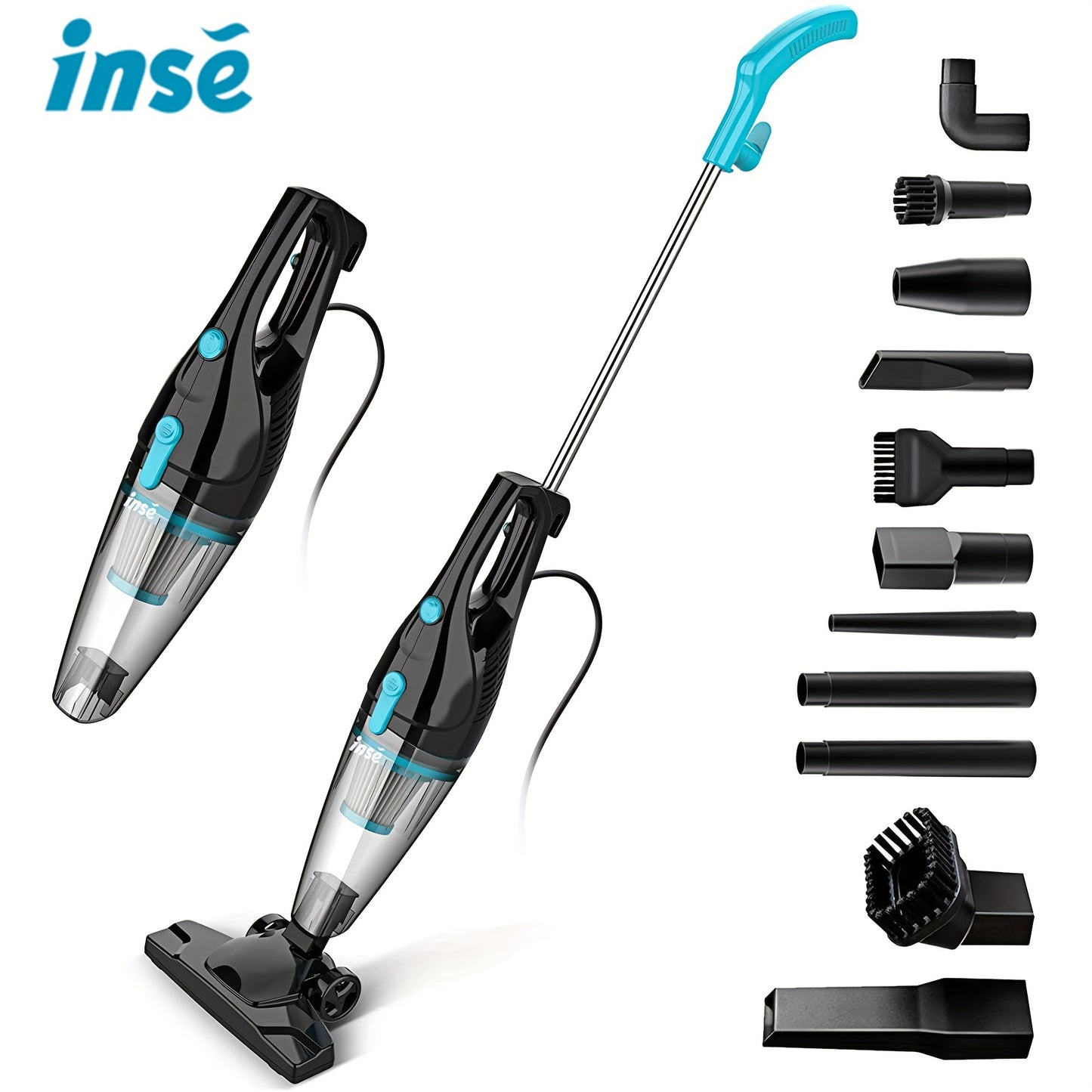 INSE R3s Corded Vacuum Cleaner, 400W High-Performance Motor, 16KPa Strong Suction, Lightweight Design with Advanced Filtration for Pet Hair & Dust, Includes 9 Accessories, Flexible ≥275.59inch Cable, Ergonomic Grip, Ideal f