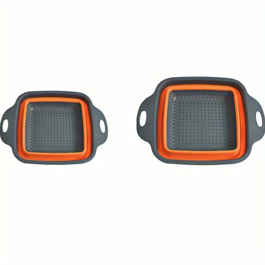 2pcs, Foldable Silicone Colander, Vegetable Washing Basket Strainer, Kitchen Sink Folding Square Drain Basket, Fruit And Vegetable Basket, Kitchen Accessaries