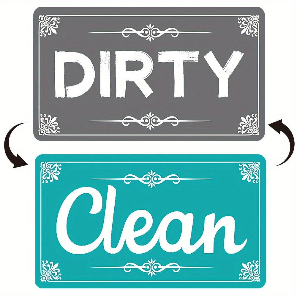 1pc Dishwasher Magnet Clean Dirty Sign Positive And Reverse Indicator Sticker Fashion Universal Kitchen Dishwasher Refrigerator Magnet UV Craft Plus Soft Magnet For Kitchen Organizer Square Border Pattern Fridge Decorations