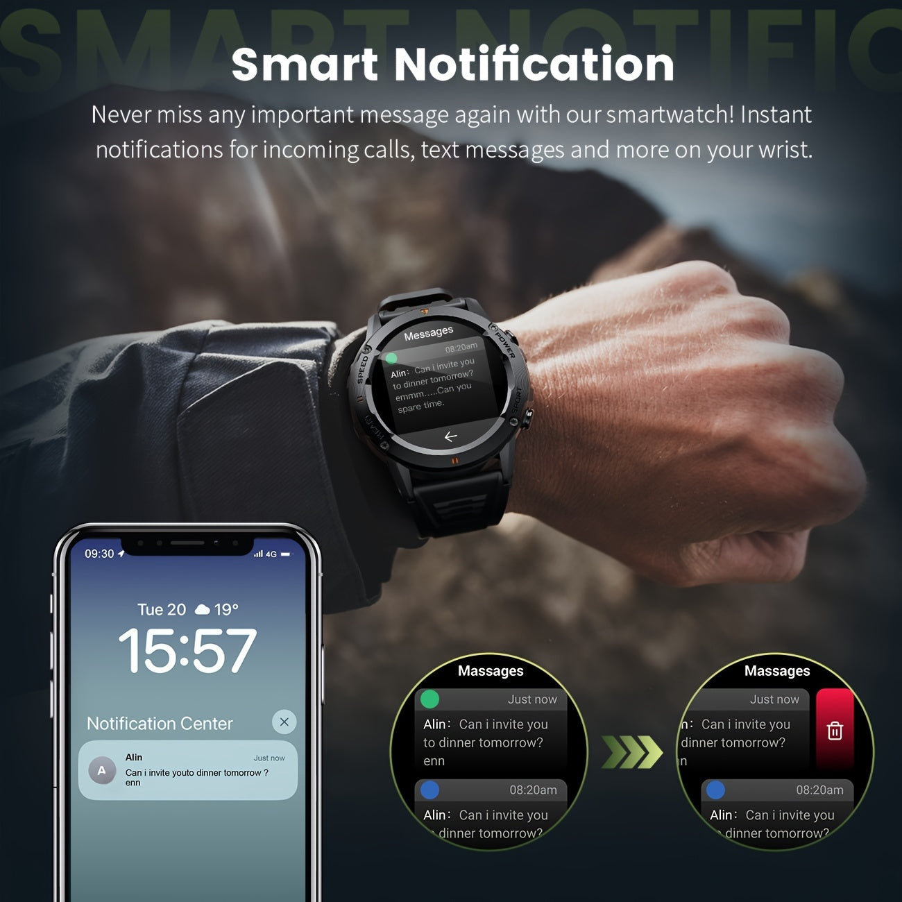Lige Smart Watch for Men (Answer/Dial Calls) 1.39'' HD Touchscreen Smart watch 400mAh Battery 120 Sports Modes Alarm Clock Music/Camera Control 2 Straps Fitness Watch for Android Phones and iPhone Compatible