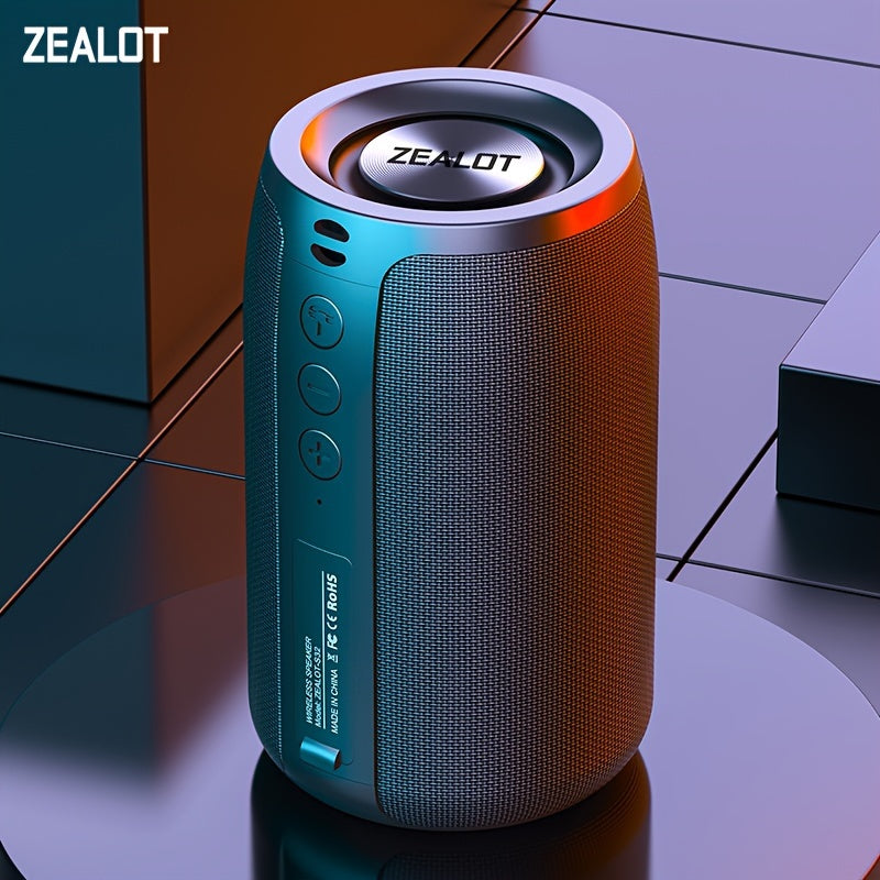 ZEALOT S32 10W Wireless Speaker, Portable Subwoofer, TWS Supports Dual Pairing, 1800mAh Battery, 8 Hours of Gaming Time Loud Stereo Sound, Boombox Style Bass Cannon. Charging Cable and Auxiliary Line, Compatible with Memory C