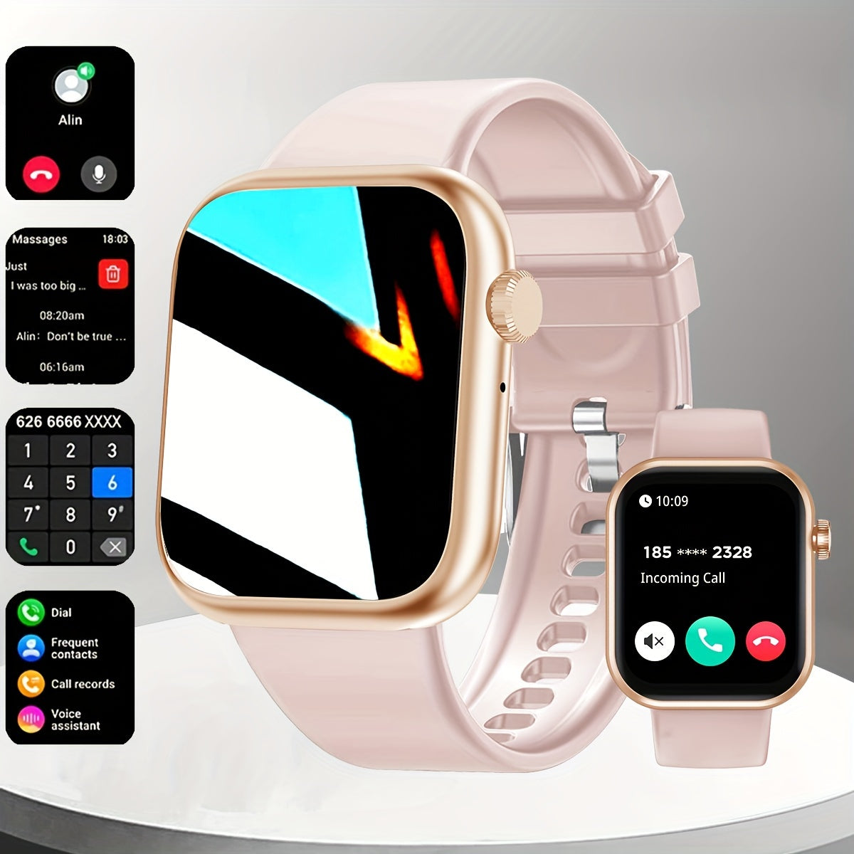 smart watch 1.83Inch full touch screen (make, answer calls)For Android&iPhone phones, 100Multiple Sport Modes, Custom Watch face, Calories, Steps, Distance, calculator, Music, Stopwatch, alarm clock, Fitness Sport smartwatch