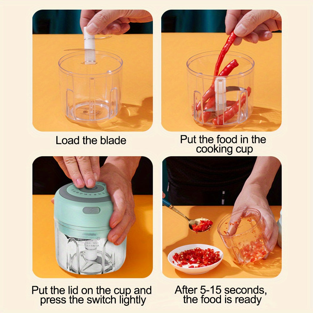 100/250ml USB Electric Mini Chopper - High-Performance Food Processor for Effortless Meat Grinding & Vegetable Crushing, Portable & Time-Saving Kitchen Companion