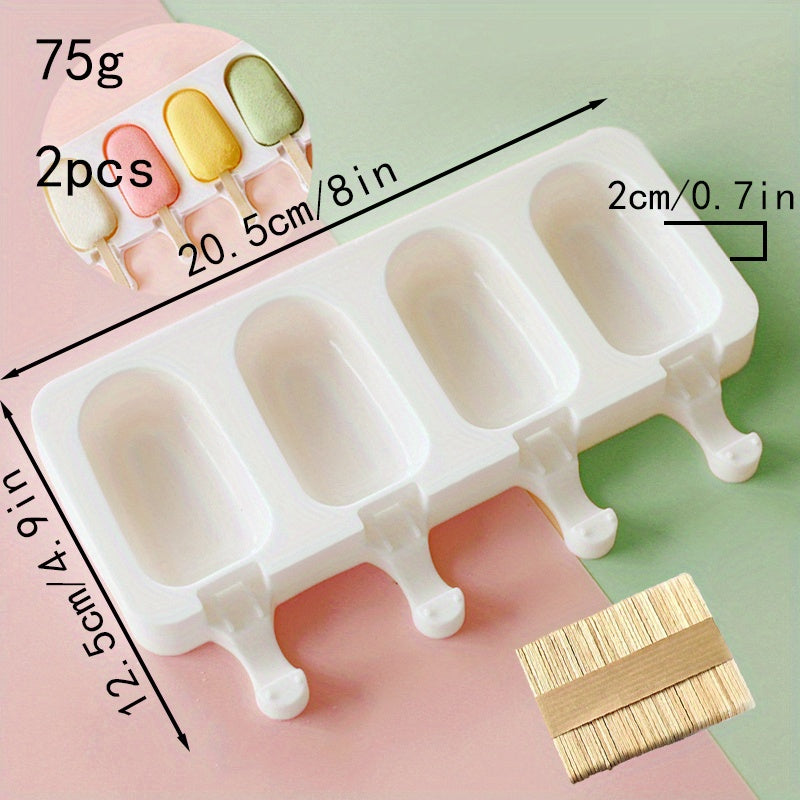 2/50pcs, Multiple Ice Cream Silicone Molds, Ice Pop Molds, For Home-made DIY Ice Cream, Cheese, Food-grade Fondant, Chocolate Cake Silicone Molds, Kitchen Supplies, Baking Tool