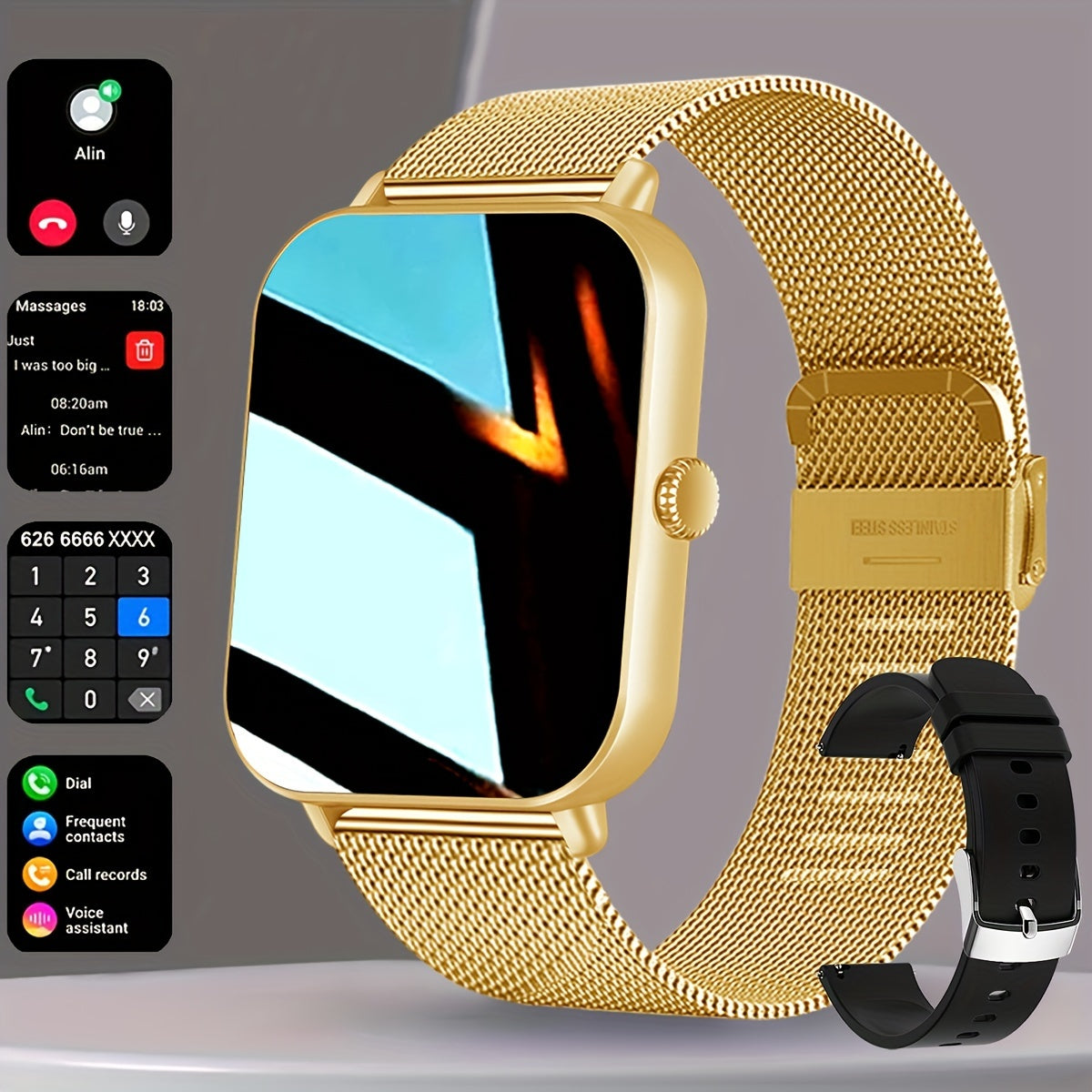 Smart Watch(Can Make And Answer Calls)1.83-inch Full Touch Screen Wireless Call Sport Watch, Compatible With Android And IPhone Phones, 100+ Sport Modes, Sport Fitness Smart Watch
