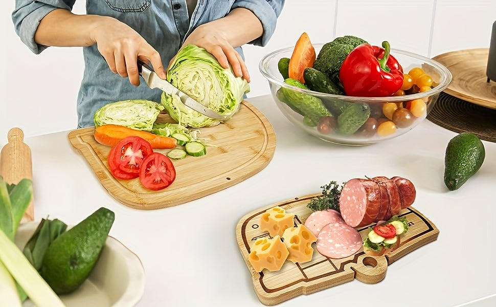 1/2pcs, Camper Bamboo Cutting Board Set For RV, RV Wood Chopping Board Set With Juice Grooves, Hang Hole, For Meat Vegetables & Cheese, Camping Gifts RV Decor, Camping Decorations, Kitchen Decor, Chrismas Gifts, Halloween Gif
