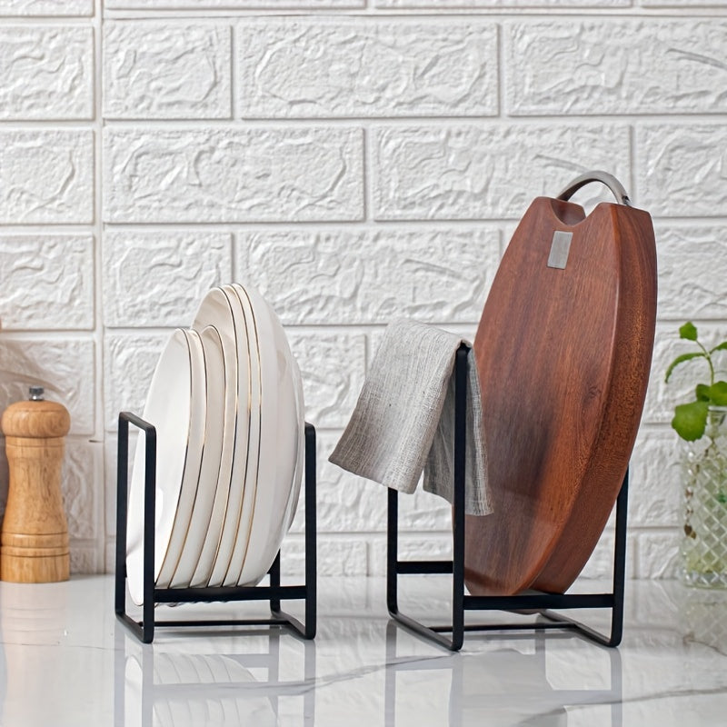 3pcs Metal Plate Holder Organizer, Vertical Plate Rack, Dish Organizer For Cabinet, Drying Rack For Kitchen Cupboard, Kitchen Acessories