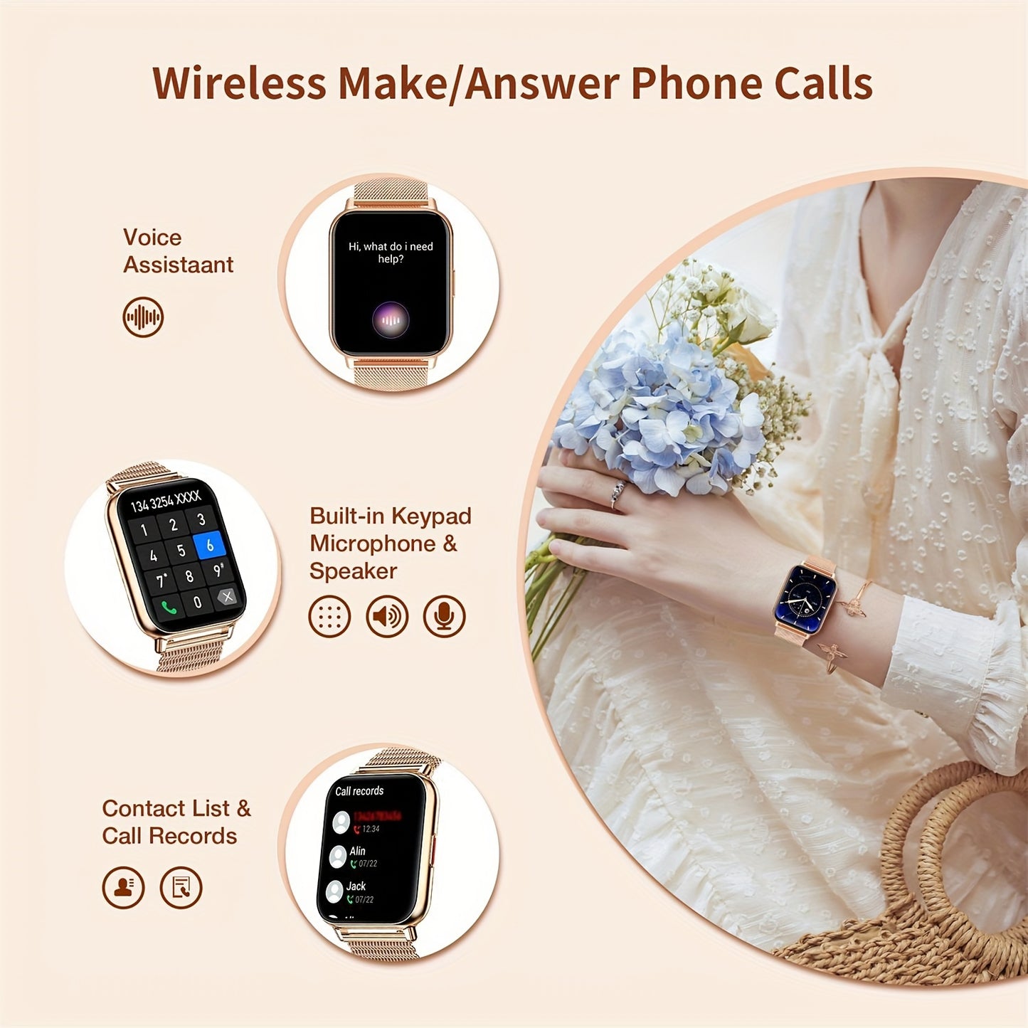 New Smartwatch 1.85 Inch, Wireless Make/Receive Calls Multiple Sports Modes Sedentary Reminder Weather Forecast Message Notification Multi-Sports Mode Compatible With Android And Apple Phones Smartwatch For Men And Women Best