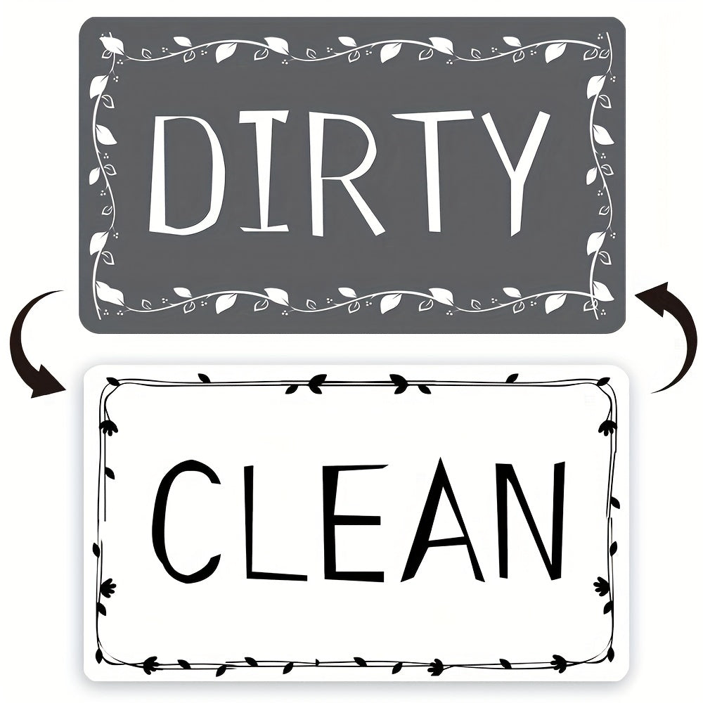 1pc Dishwasher Magnet Clean Dirty Sign Positive And Reverse Indicator Sticker Fashion Universal Kitchen Dishwasher Refrigerator Magnet UV Craft Plus Soft Magnet For Kitchen Organizer Square Border Pattern Fridge Decorations