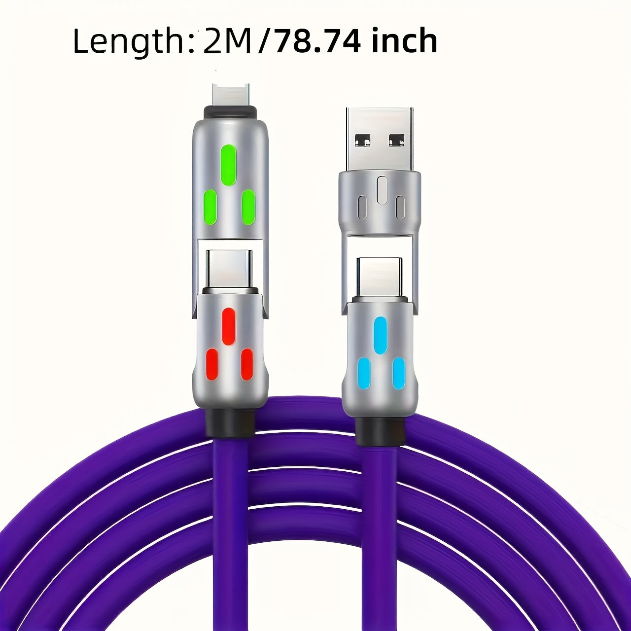 4-In-1 Multi USB Charging, High-Speed USB-C Fast Charging Cable for Android Phones from Samsung, Redmi, Oneplus And Xiaomi