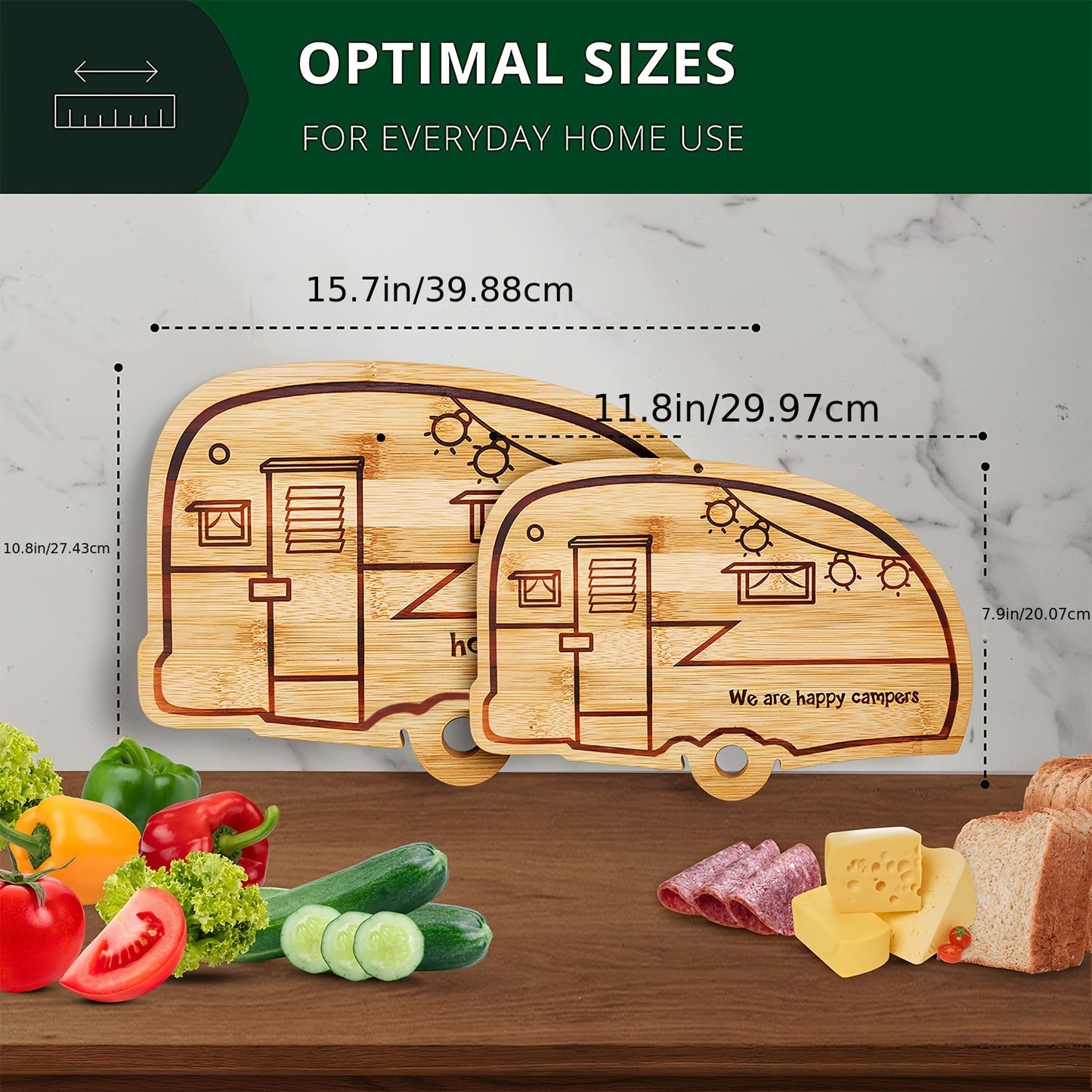 1/2pcs, Camper Bamboo Cutting Board Set For RV, RV Wood Chopping Board Set With Juice Grooves, Hang Hole, For Meat Vegetables & Cheese, Camping Gifts RV Decor, Camping Decorations, Kitchen Decor, Chrismas Gifts, Halloween Gif