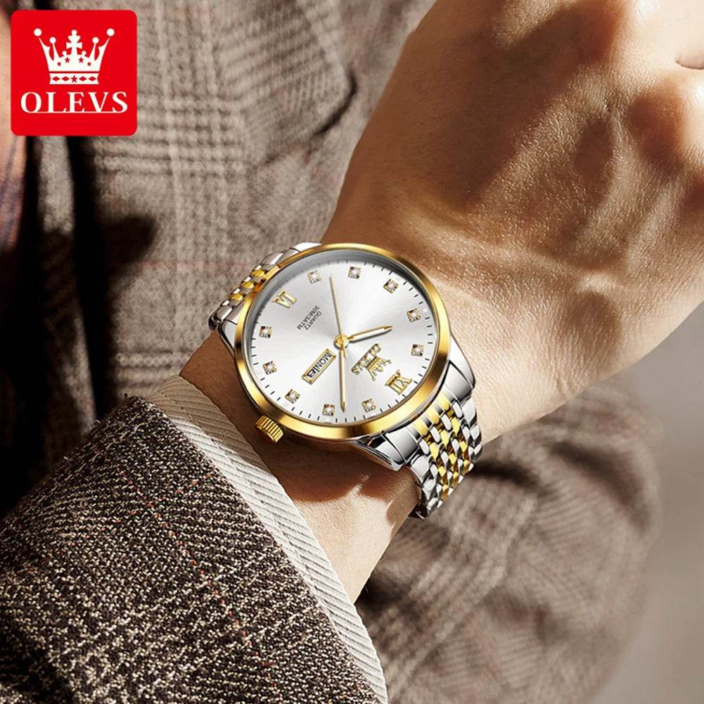 OLEVS 2943 Mens Watch Original Simple Brand Quartz Watch Waterproof Luminous Dual Calendar Display Reloj Watch For Men Gifts - findify 2025