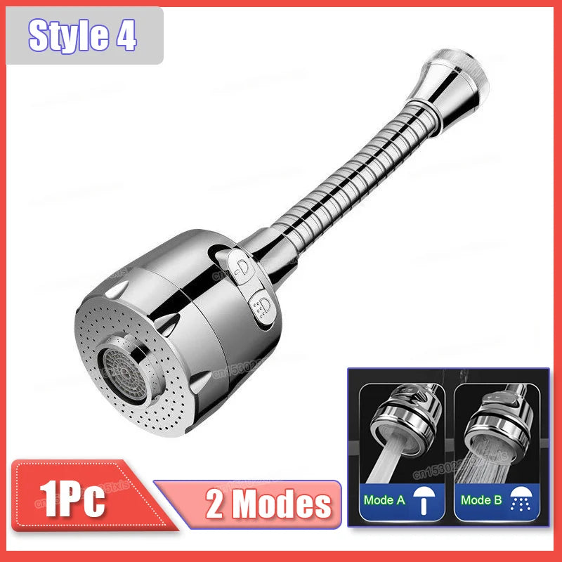 360° Rotatable Faucet Extender & Water Saving Nozzle – 2/3 Mode Adjustable Faucet Adapter for Kitchen & Bathroom Sink