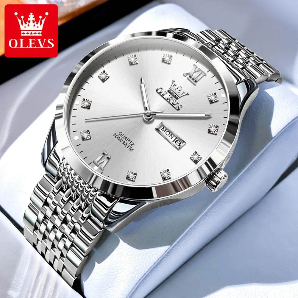 OLEVS 2943 Mens Watch Original Simple Brand Quartz Watch Waterproof Luminous Dual Calendar Display Reloj Watch For Men Gifts - findify 2025