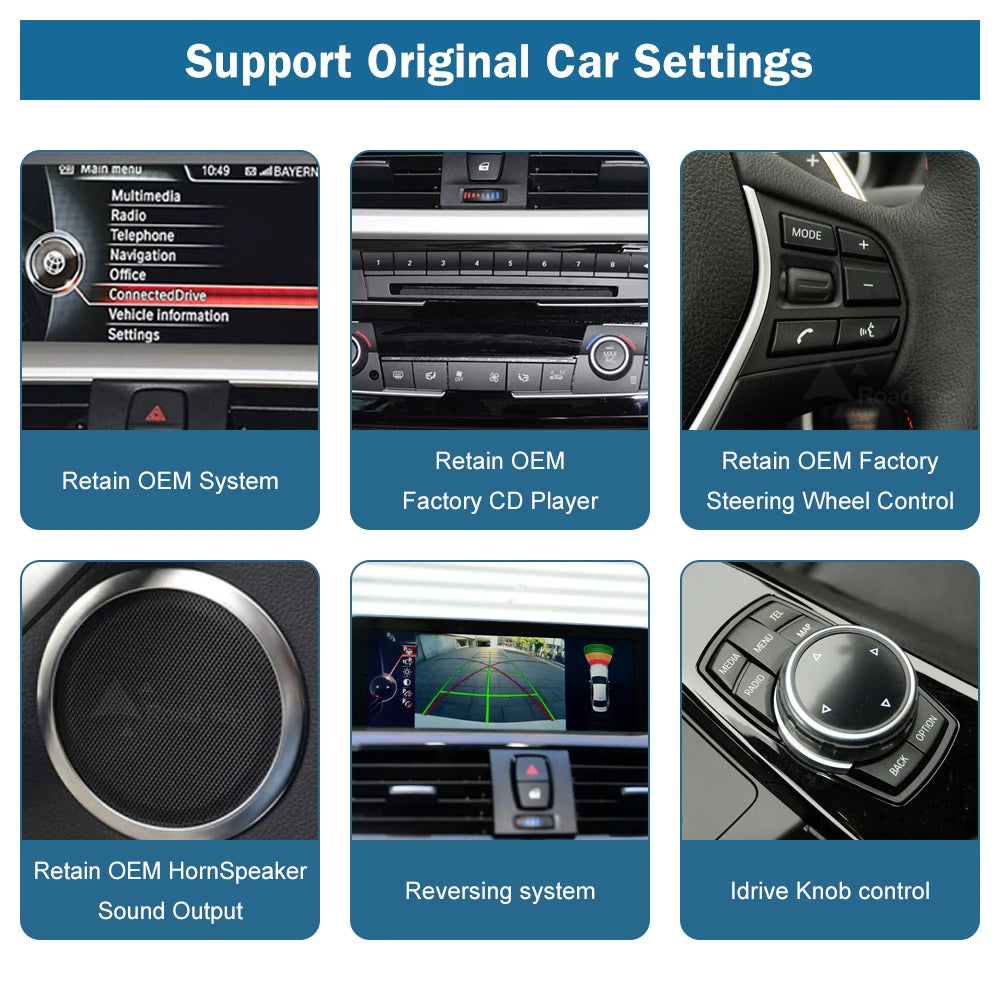 Road Top 1920*720 Wireless Carplay Android Auto Multimedia Display Screen For BMW 3 4 Series F30 F31 F32 F33 F34 F36 NBT