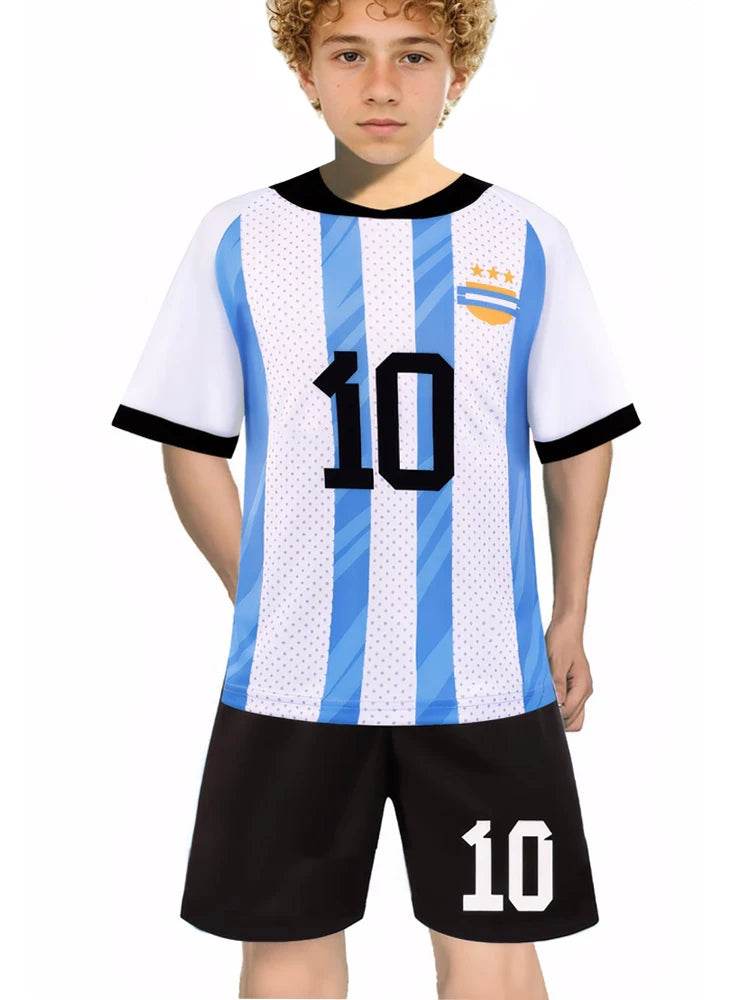 Children's football jersey sports training suit men's and women's 3-piece set loose jersey shorts with stockings - findify 2025