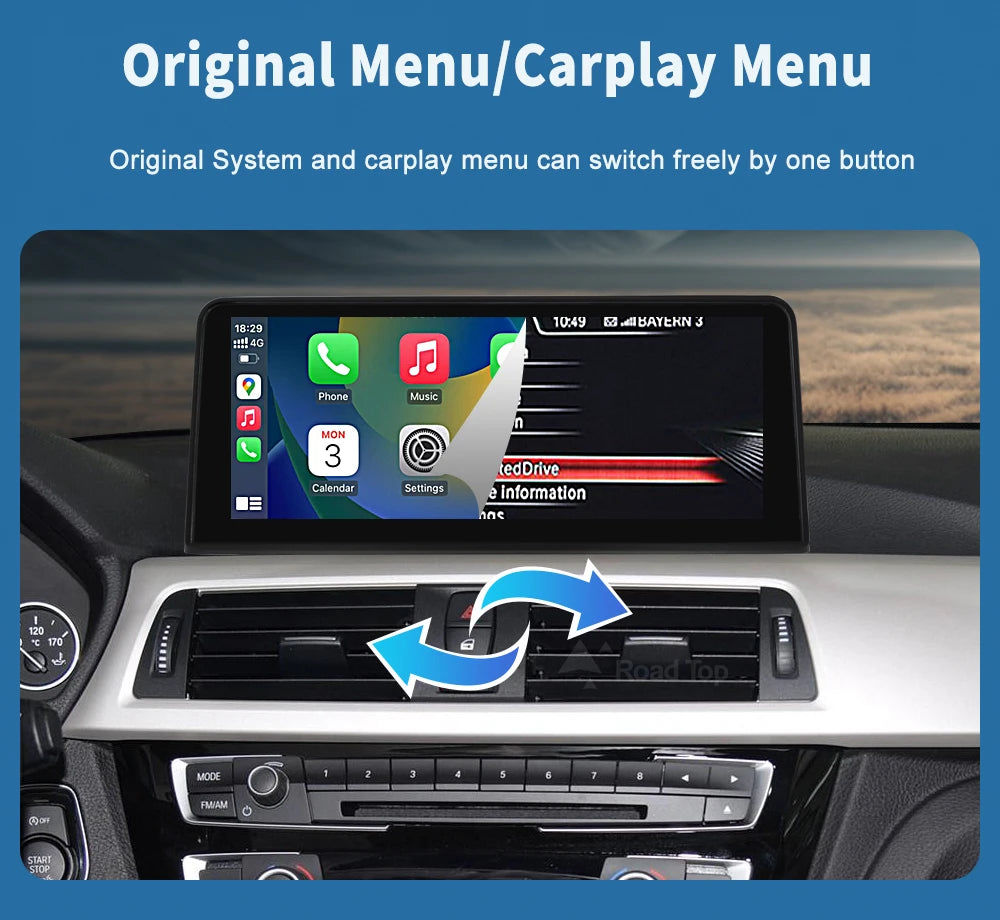 Road Top 1920*720 Wireless Carplay Android Auto Multimedia Display Screen For BMW 3 4 Series F30 F31 F32 F33 F34 F36 NBT
