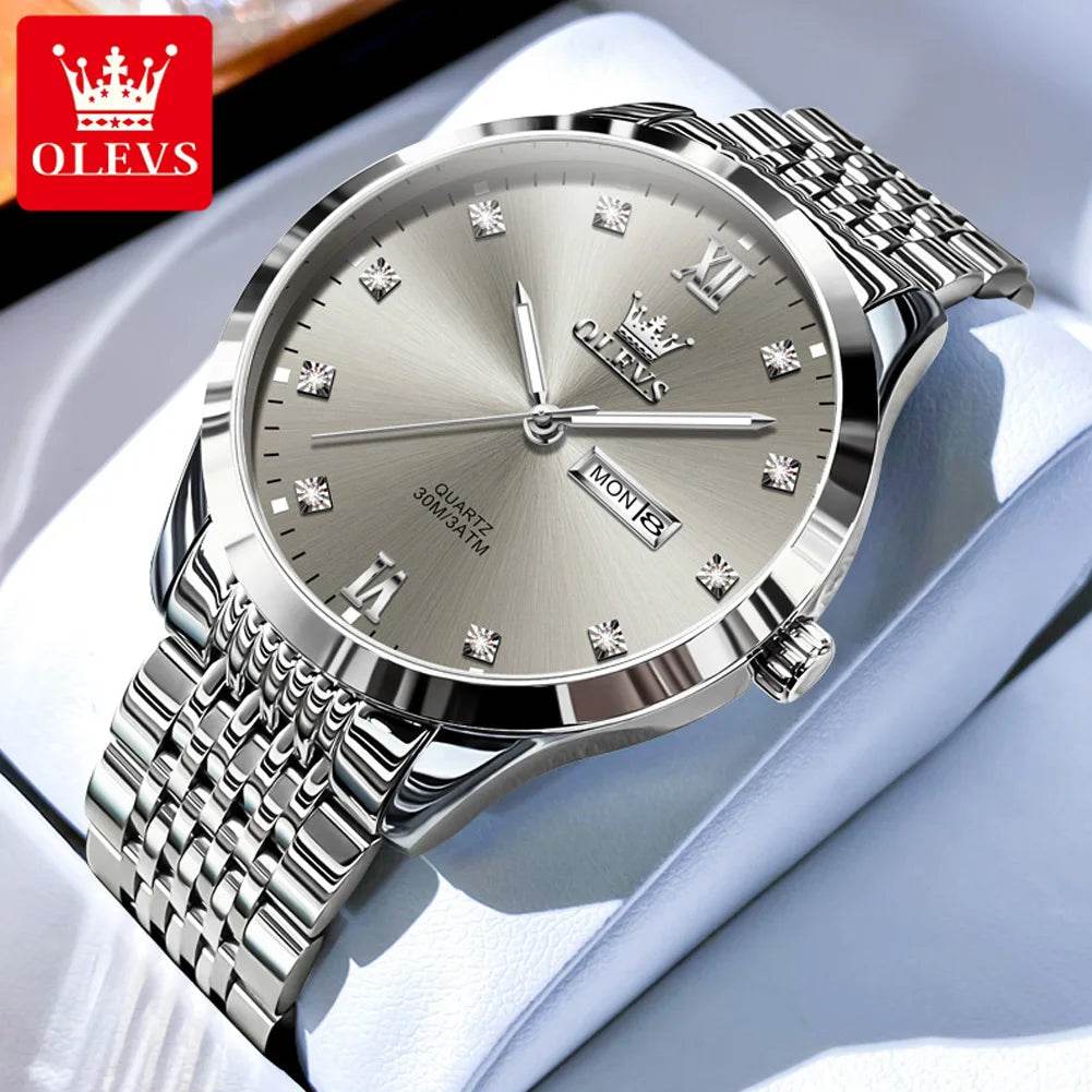 OLEVS 2943 Mens Watch Original Simple Brand Quartz Watch Waterproof Luminous Dual Calendar Display Reloj Watch For Men Gifts - findify 2025