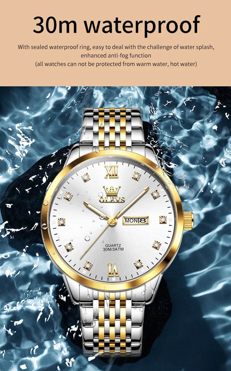 OLEVS 2943 Mens Watch Original Simple Brand Quartz Watch Waterproof Luminous Dual Calendar Display Reloj Watch For Men Gifts - findify 2025