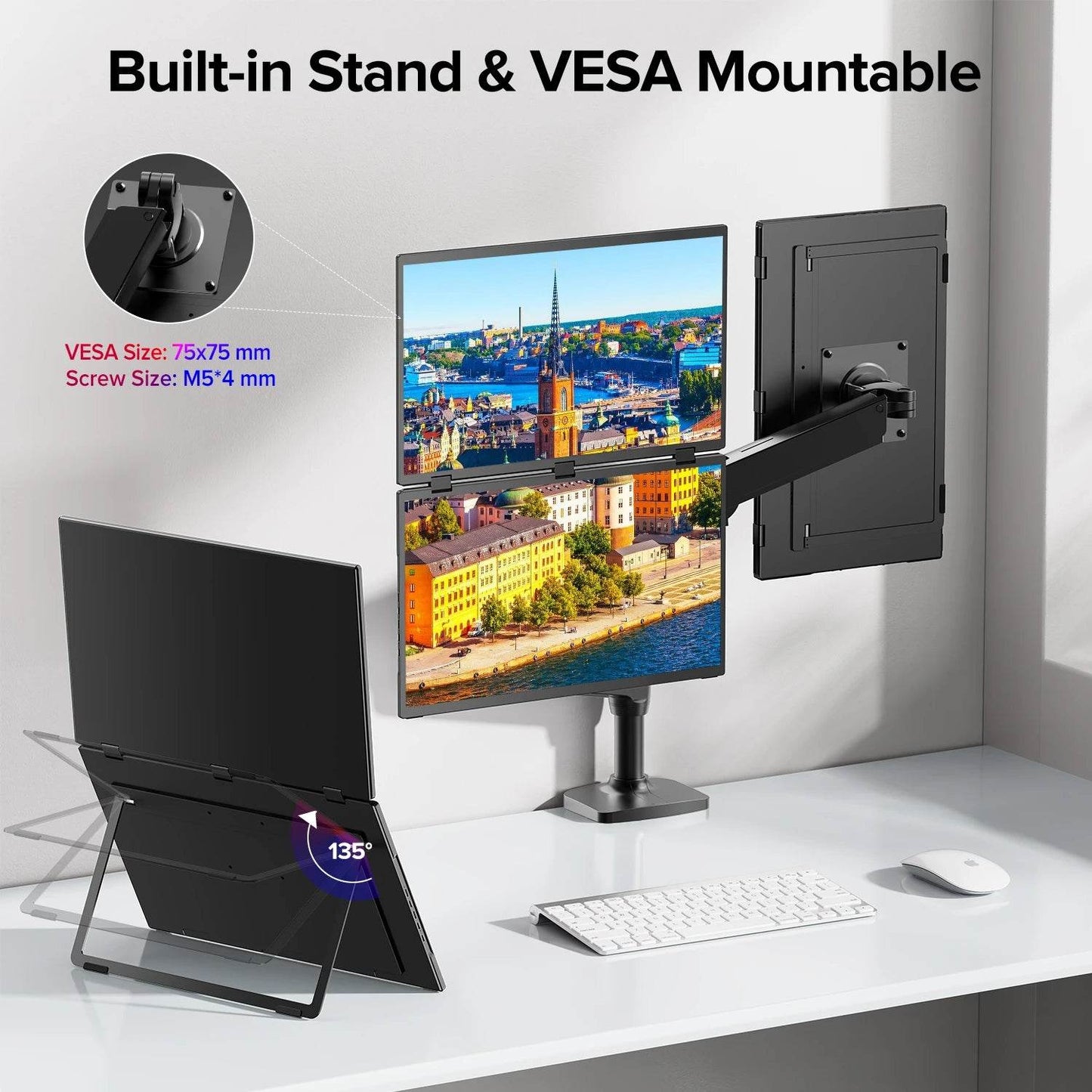 UPERFECT UStation Delta Max Folding Stacked Portable Monitor 1080P IPS 18.5 inch * 2 Dual Triple Screen Extender for Laptop PC - findify 2025